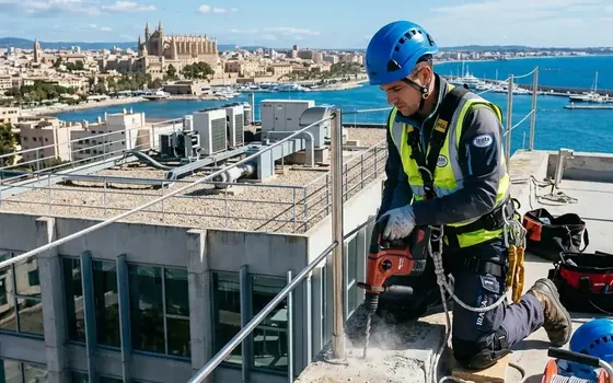 Malla cubrecanalón antihojas instalada sobre canalón