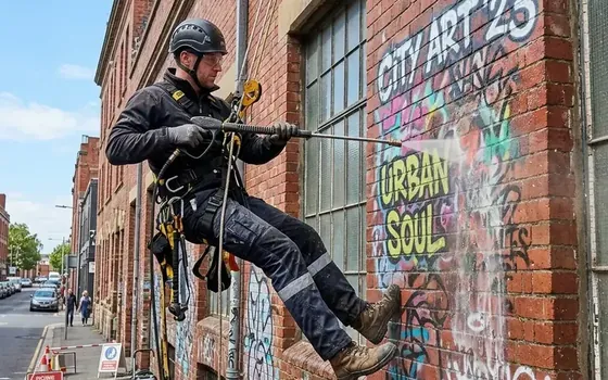 Barniz antigraffiti aplicado en el zócalo de una fachada